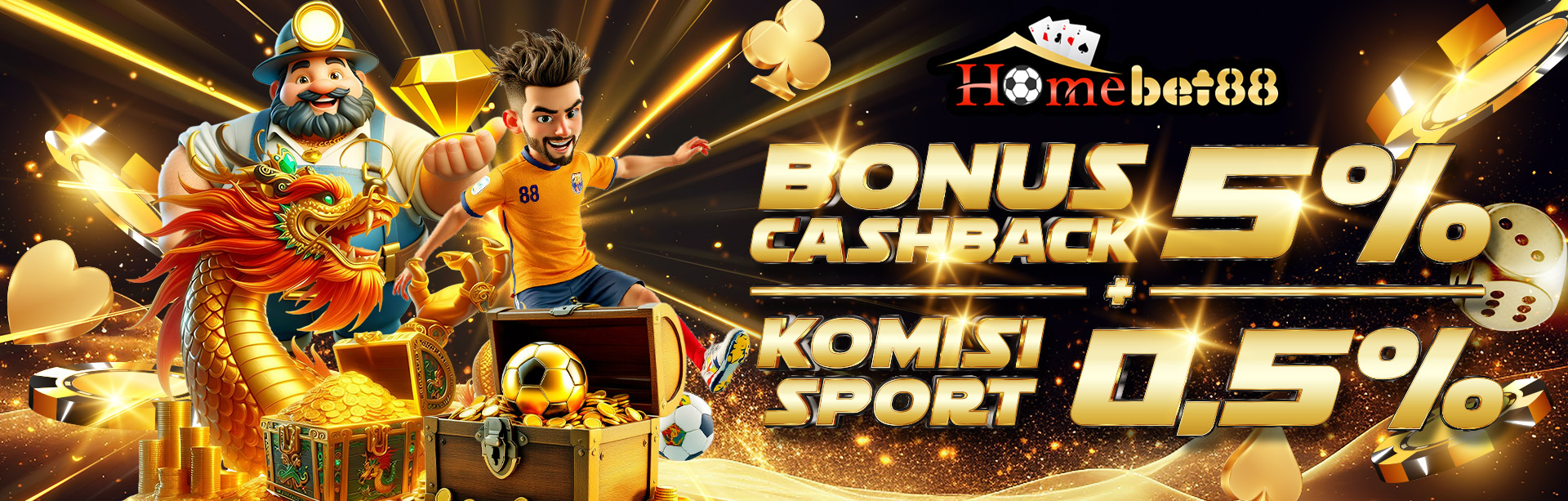 BONUS CASHBACK 5% + KOMISI 0.5% SPORT